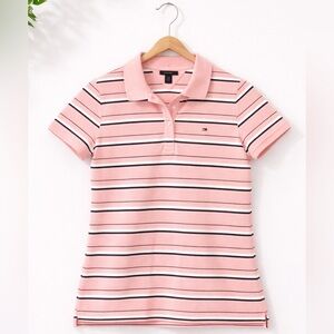 Tommy Hilfiger Pink Polo with Navy & White Stripes